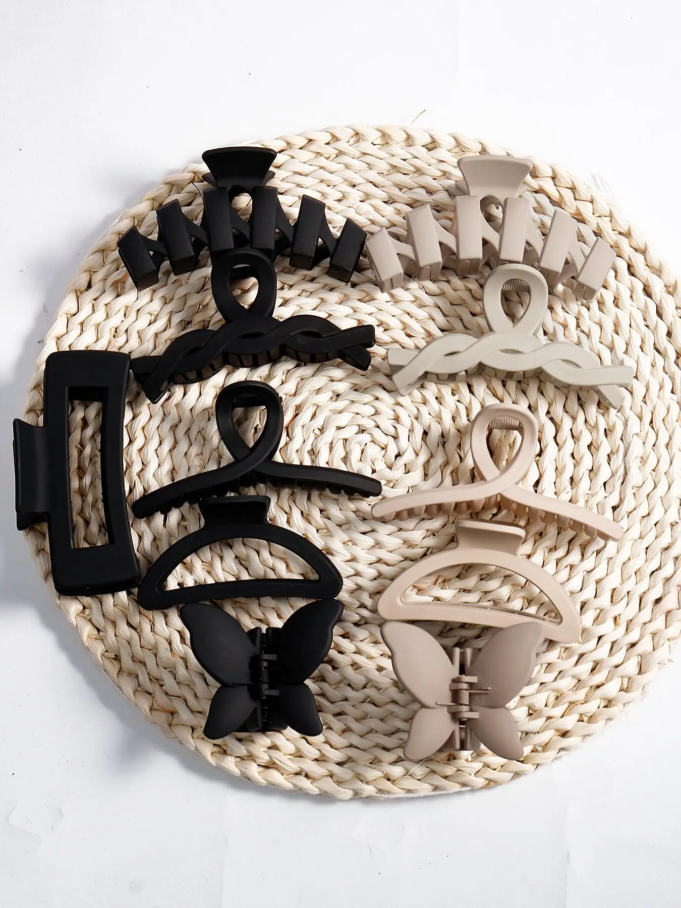 Fashionable Plain Color Hair Claws (11pcs), Including Butterfly & Hollow Out Design, Casual Versatile Summer 2024 Hair Accessories for Women, Fall Out