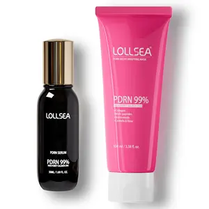PDRN Serum & Salmon DNA Collagen Wrapping Mask Set, Anti-Aging Plumping Serum + Overnight Peel Off Mask with Niacinamide, Peptides, Centella for Firming, Tone Evening, Barrier Repair, Soothe outdoorfun