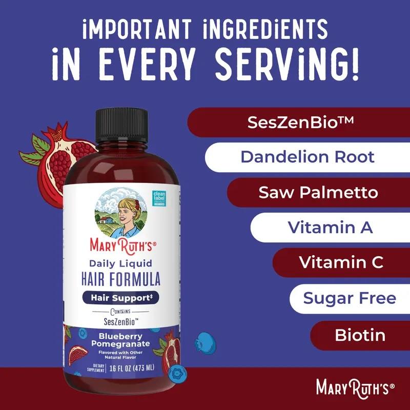 MaryRuth’s Advanced Hair Care Bundle – Daily Liquid Hair Formula 16 oz & Hair Growth Max Liposomal 15.22 oz
