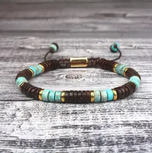 Natural Coconut Shell Beads Tibetan Bracelet Imperial Jasper Bracelet for Protection