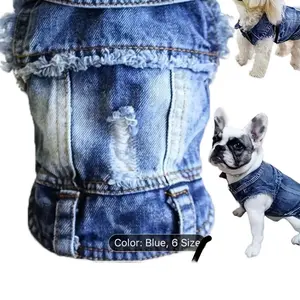 Jindo Jean Jacket - Blue & Black Distressed Design for Dogs Up to XXL, Versatile Style for Small to Medium Sizes