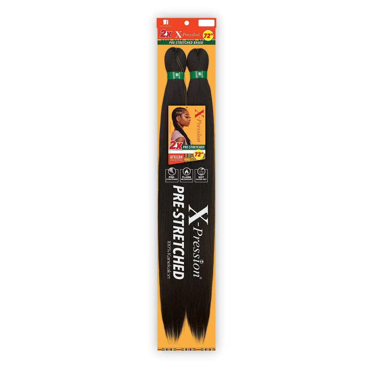 X-pression prestretched braiding hair - 2x xpression 72 inch all kanekalon flame retardant synthetic braid in hair extensions - 2X 72 Inch (1 pack, 1)