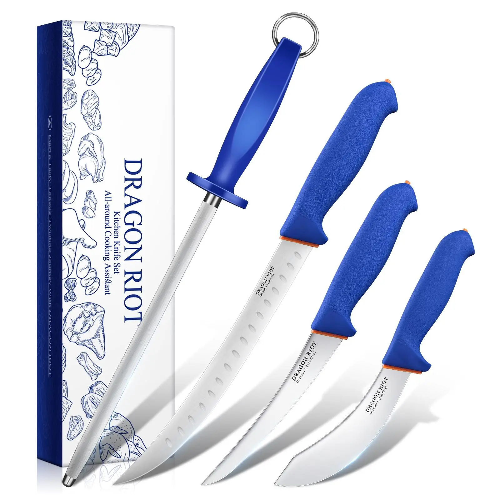 Summervibes DRAGON RIOT Knife Set Trimming Set Kitchen Knife for Meat Great Christmas Gift