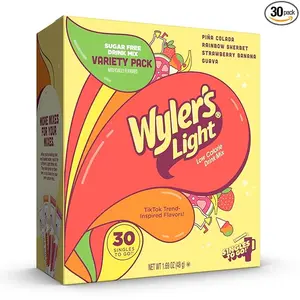 Wyler’s Light Island Flavors Variety Pack, Singles To Go Sugar Free Drink Mix, Low Calorie Water Enhancer, 30 Sticks, Piña Colada, Rainbow Sherbet, Strawberry Banana, Guava