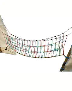 Rambler Rope Bridge - The Ultimate Suspension Bridge with 14' Nylon UV Protected Rope, Adjustable Attachment Ropes, 8 Carabiners, 4 Velcro Straps & 6 Auger Stakes for Outdoor Play Equipment