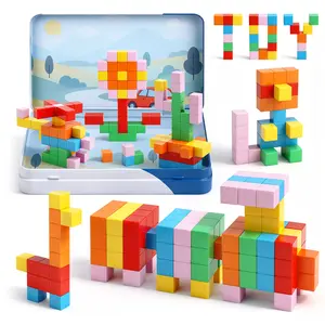Dreamon 52 PCS Magnetic Blocks with Metal Box, Building Cubes Protable Travel Airplane Classroom Toys for Kids Ages 6+, STEM Educational Building Set for Toddlers Boys & Girls Birthday Gifts