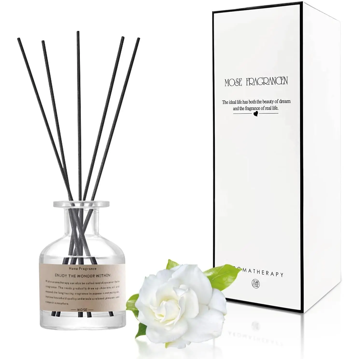 Reed Diffuser Set,4.1 oz Gardenia Scented Oil Diffuser with 5 Reed Sticks,Home  Reed Diffuser for Bathroom Bedroom Office Shelf Decor & Air Fresheners