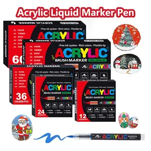 Acrylic Paint Markers 12/24/36/48/60/72 Colors Brush Tip Acrylic Paint Pens Water-Based Markers Art Marker Set Acrylic Art Kit for DIY Art & Crafts Fabric Rock DIY Painting Supplies Art Materials