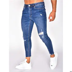 MenRippedRawCutSkinnyJeans