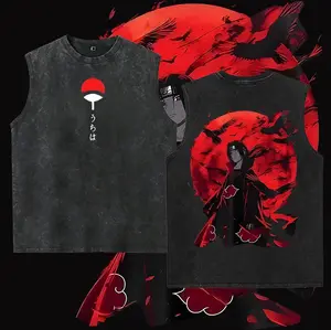 Naruto Itachi Akatsuki Master Washed Tank Top, Anime Fan Tank Top, Men's Wear, unisex, Comfortable Tank Top, Retro Washed Tank Top, Super Street Headwear, Anime Pattern Printing, Naruto Fashion, Manga Clothing, Casual Clothing