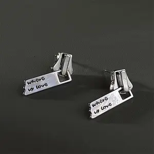 Where Is Love Zipper Earrings Punk Y2K Metal Dangle Studs Edgy Statement Jewelry for Women Men