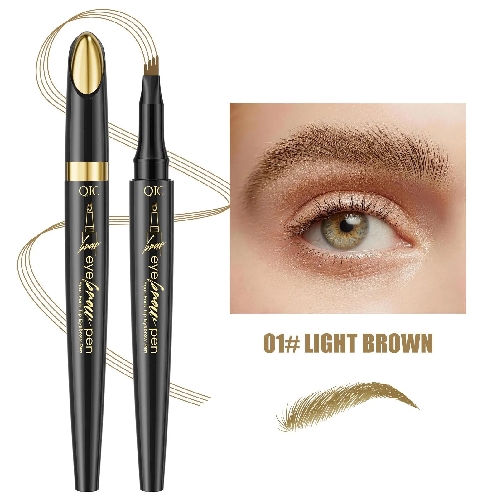 【QIC】 hour Waterproof Micro Fork Liquid Eyebrow Pen for Women, Brown Micro Tip, 24H Long-Lasting Smudge-Proof, Natural Thin Hair-Like wild Brow designer cover Strokes, Clear Shades, Multiple Color Choices, Summer festival makeup Eyebrow Filling Tool