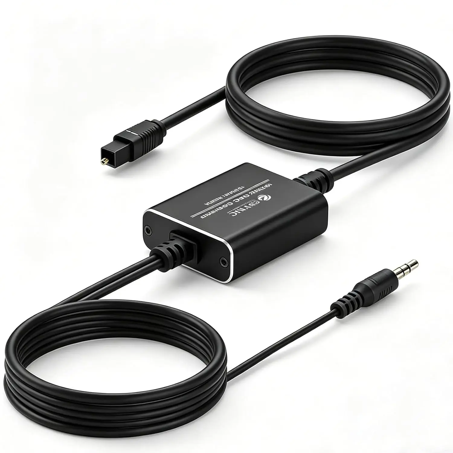 eSynic Portable Digital Optical to 3.5mm USB Audio Adapter - 7ft Alloy Shell Cable, Noise-Reducing 192KHz DAC Sound Converter Adapters & Cables, Easy Plug Setup for HDTV/Blu-Ray to Stereo Speaker (Non-Bidirectional Audio Accessory)