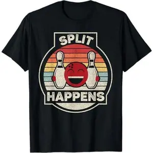 Vintage Retro Split Happens Funny Bowling Team Bowler T-Shirt