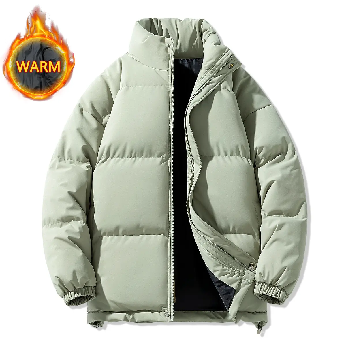 JOGWAVE Menswear Men's Long Sleeve Plain Fleece Coat - Autumn/Winter Windproof Zipper Jacket with Side & Inner Pockets, Suitable for Everyday Wear & Outdoor Activities, Ideal Gift