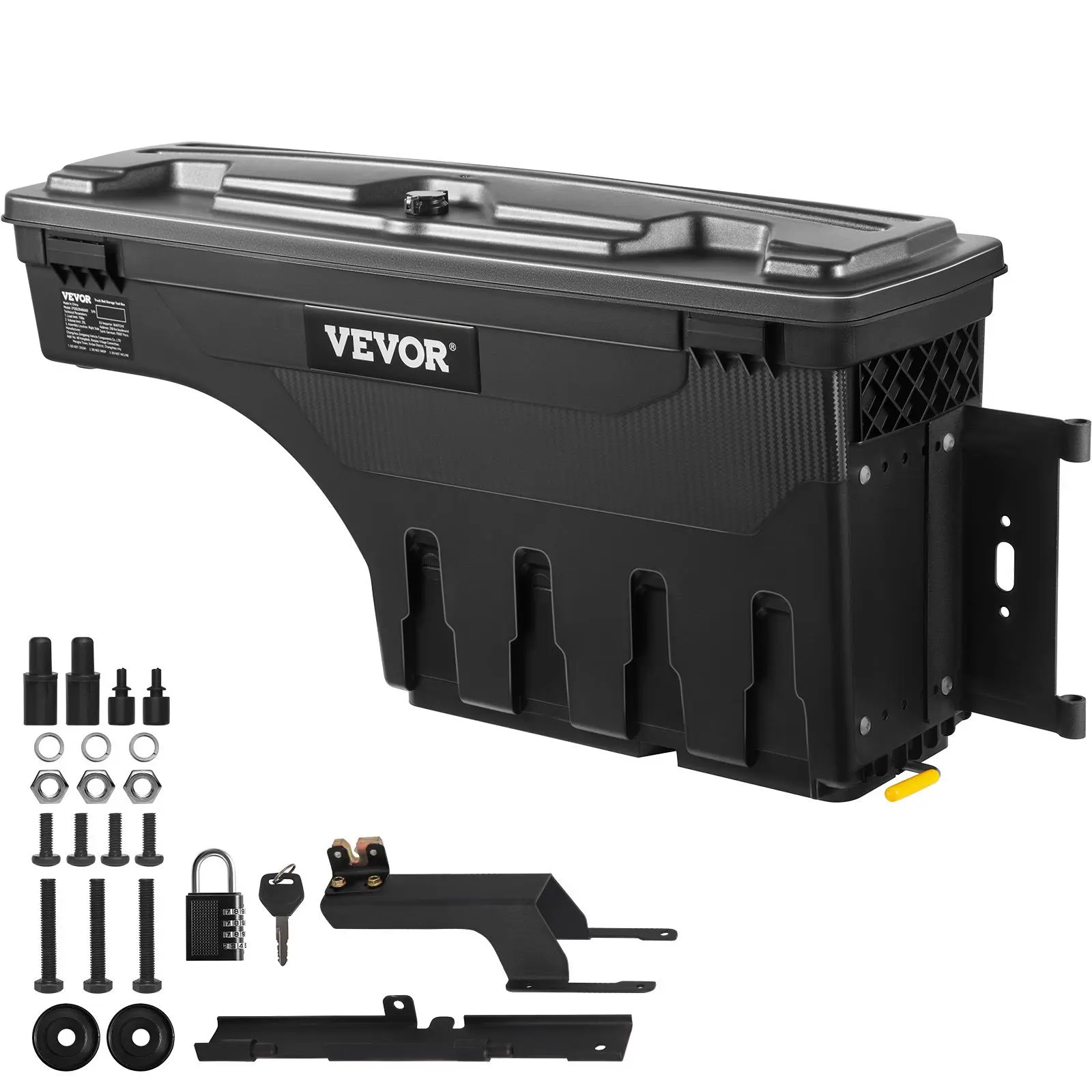 【summerfinds】VEVOR Wheel Well Tool Box, truck bed tool box for ford f250, 6.6 Gallon Lockable Swing Case with Password Padlock - Waterproof ABS Storage Box for Ford F-250 F-350 Super Duty 2017-2021 Passenger Side