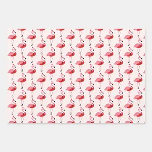 Santa Pink Flamingo Christmas Holiday Pattern Wrapping Paper, Vintage Preppy Christmas Wrap Roll, Navy Red Green Christmas Gift Wrap for Holiday Season, 2025 Perfect Gift Wrap for Friends, Family & Secret Santa