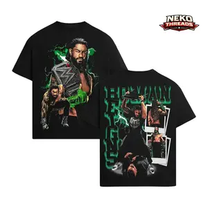 [WWE] Roman Reigns The Tribal Chief WWE Champion Premium Wrestling T Shirt 100% Cotton Graphic Tee Bloodline Head of the Table Shirt, World Champion Belt Tee, Streetwear Wrestling Fans Shirt, WWE Event Outfit Unisex