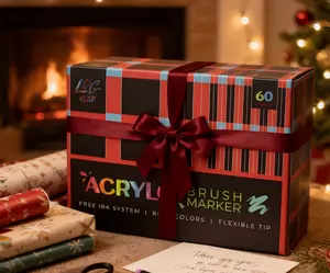 Best Christmas gift, Acrylic Paint Art Marking - 48/60/72-color pcs marker pen set, Artist Fine and brush Tip marking Children and adults coloring book Notes, card writing, Ston Doodles, DIY crafts, Painting Art Supplies kit