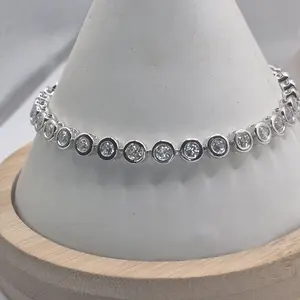 silver clear zircoins bracelet laminated gold