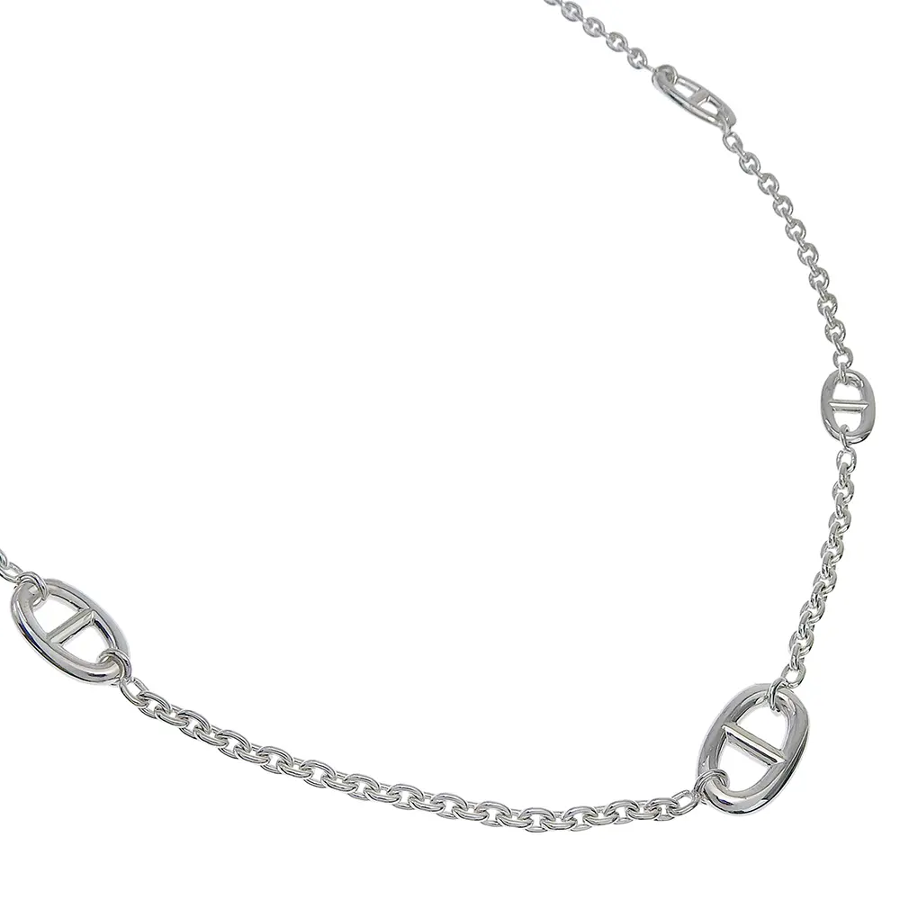 Pre-owned HERMÈS Sterling Silver 925 (Ag925) Small Leather Goods Hermes Farandole Chaine dAncre Silver925 Necklace