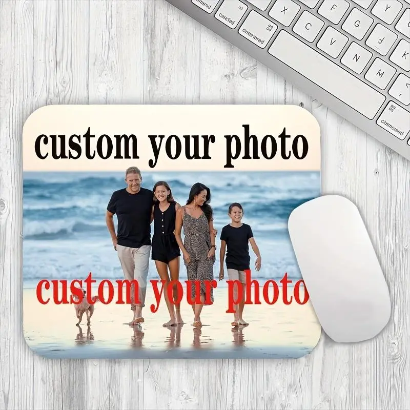 Personalized 2D Rectangular Mouse Pad - Custom Image Upload Design, Unisex, Non-Slip Heat-Resistant Rubber Surface, Gaming Focus, Ideal for Work & Gaming, Gift Option, Personalized Mouse Pads
