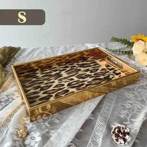 Bohemian Leopard Print Plastic Tray, Multifunctional Storage Box, DIY Party, Jewelry Holder, Living Room Decor, Holiday Theme