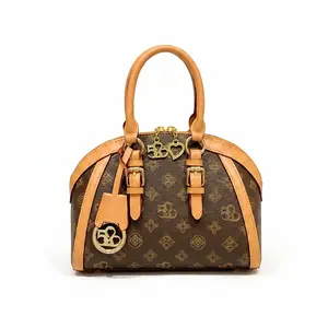 Vintage Monogram Dome Bag for Women Trendy Crossbody Top Handle Satchel Dome Satchel