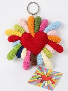 Handmade Crochet Rainbow Heart Keychain – Made With Love, Crafted to Order (Please allow 10+ business days for production before your order ships.)