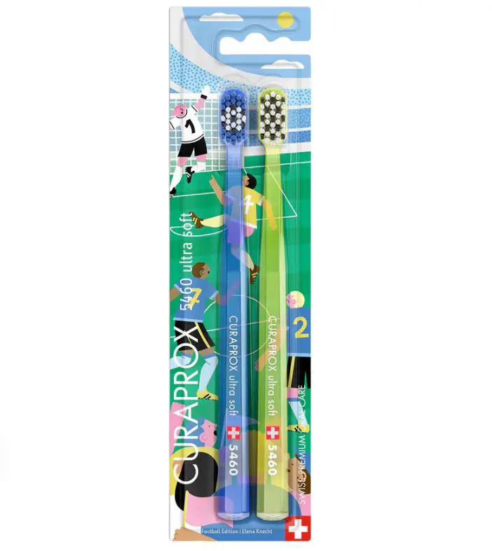 CURAPROX CS 5460 Football Edition 2026 Ultra Soft Toothbrush Limited Edition Duo 5460 Curen Filaments Gentle Plaque Removal Swiss Premium Oral Care