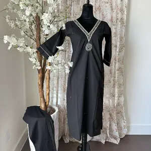 Black Handwork 3pcs Kurti Set with Elegant Design and Three Pieces Included