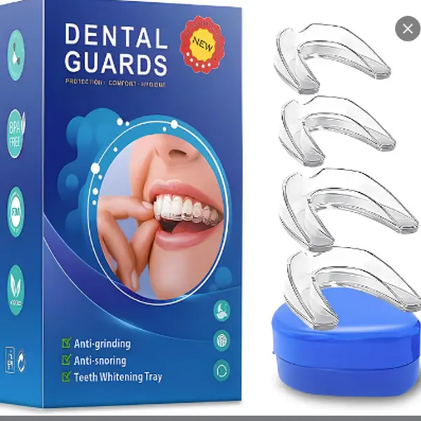 Upgraded Night Mouth Guard for Teeth Grinding,Custom Fit Mouth Guard for Teeth Grinding at Night,Cushioned Bite Protection for Sleep,Soft Comfortable Dental Guard,Thickened Design Safe Soft Comfortable Reusable Design with Carrying Case(4 Pack)