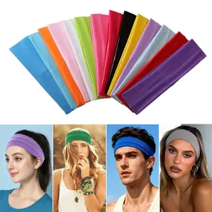 10 Pack Sports Headbands for Men & Women, Stretchy Non-Slip Sweatband Head Wraps, Moisture Wicking Elastic Headbands for Yoga, Running, Workout, Gym, Fitness & Daily Use, Random Colors