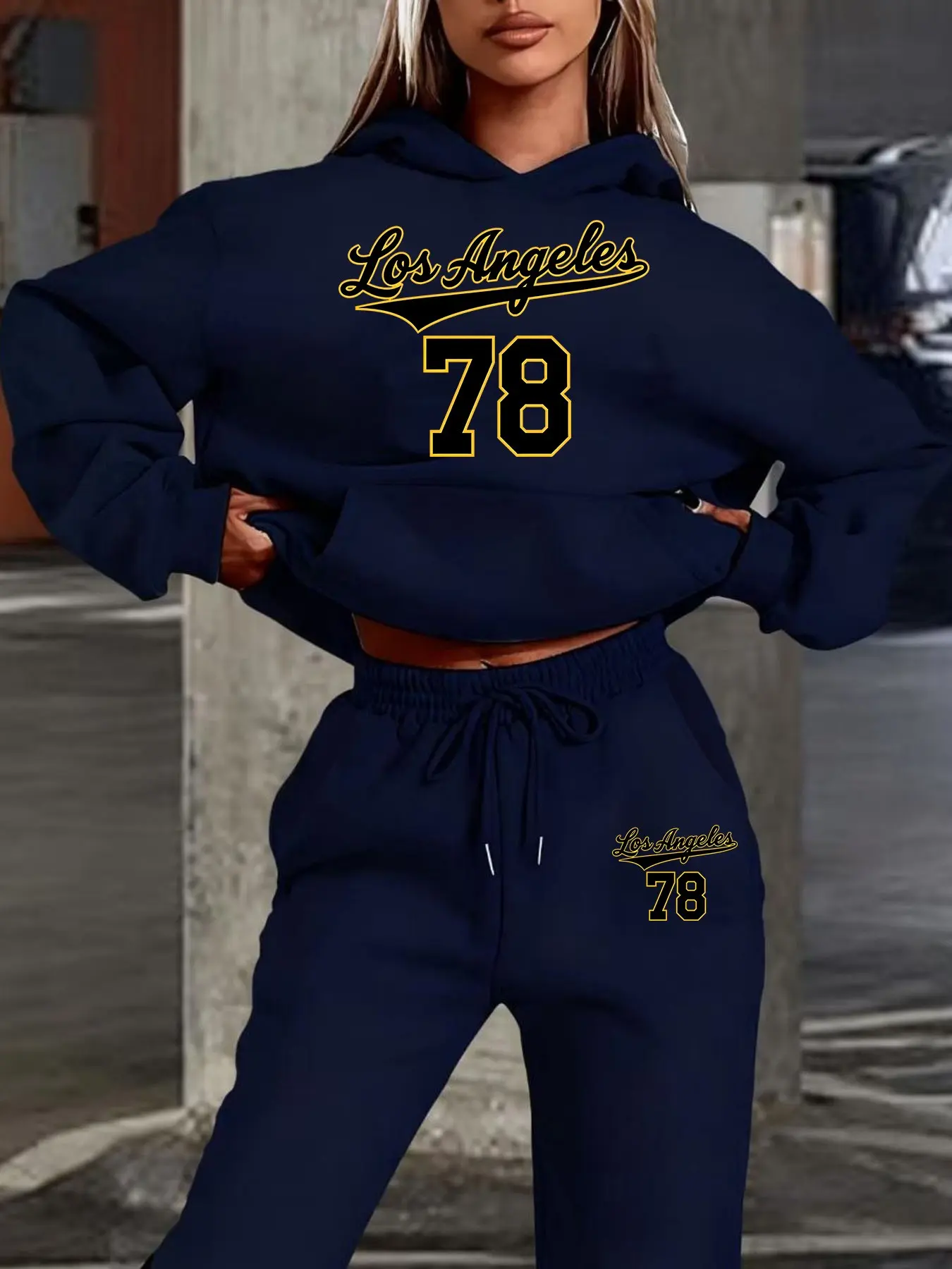 Women's Los Angeles 78 Hoodie Set, Lady Winter Casual Fitted Sweatpants,  Long Regular Print Pants, Fall & Winter Fashion, Womenswear - TikTok Shop
