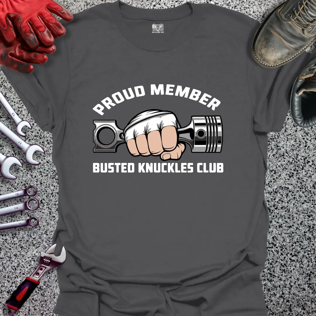 Busted Knuckles Club T-Shirt | Unisex Graphic Tee | Funny Mechanic Shirt for Men & Women Cotton Menswear