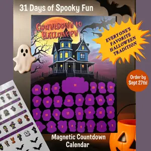 🎃 Halloween Countdown Magnetic Advent Calendar for Kids – Haunted House Sticker Fun! 👻 Portable Metal