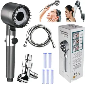 Multifunctional Massage Shower, Handheld High Pressure Shower Head,Massage And Skin Beauty Multifunctional Shower, 3 Settings 4 in 1 Detachable Showerhead with 47" Hose, Bracket and 5Filters tiktokshopspringglowup