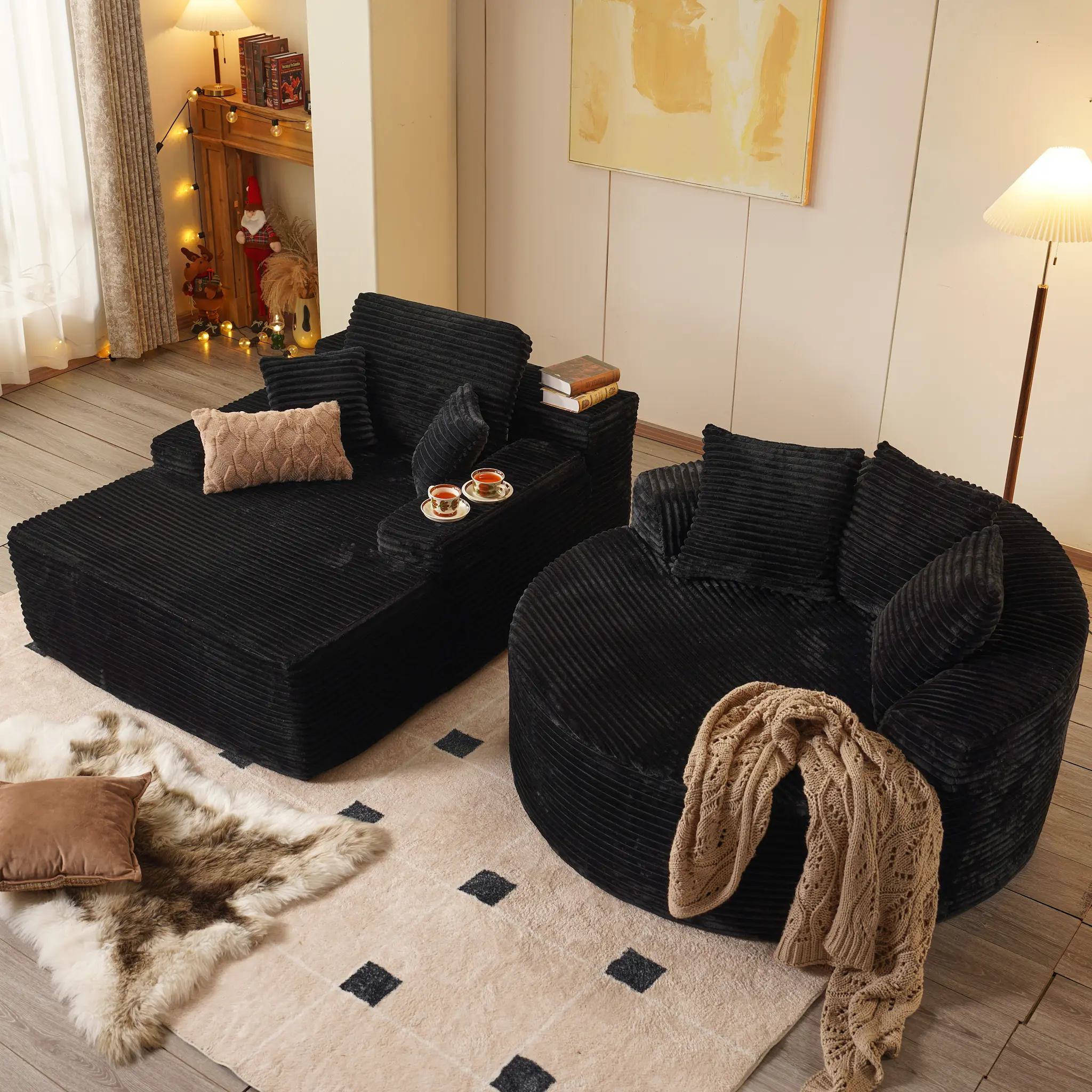 Black Plush Corduroy