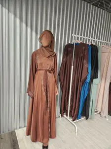 Women's Modest High-Quality Breathable Abaya with Stone Work