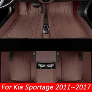 LHD PU Leather Car Floor Mats For Kia Sportage 2011~2017 Carpets Rug Foot Pads interior Accessories car interior accessory detachable specialized leather mats, waterproof thickened easy-to-clean mats, dirt-proof for car interior, not for sale in the UK
