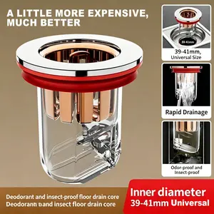 2026 NEW Anti-Odor Floor Drain Core – Pop-Up Drain Cover for Bathroom & Kitchen | Blocks Smell, Bugs & Backflow | Easy Install Shower Drain Upgrade