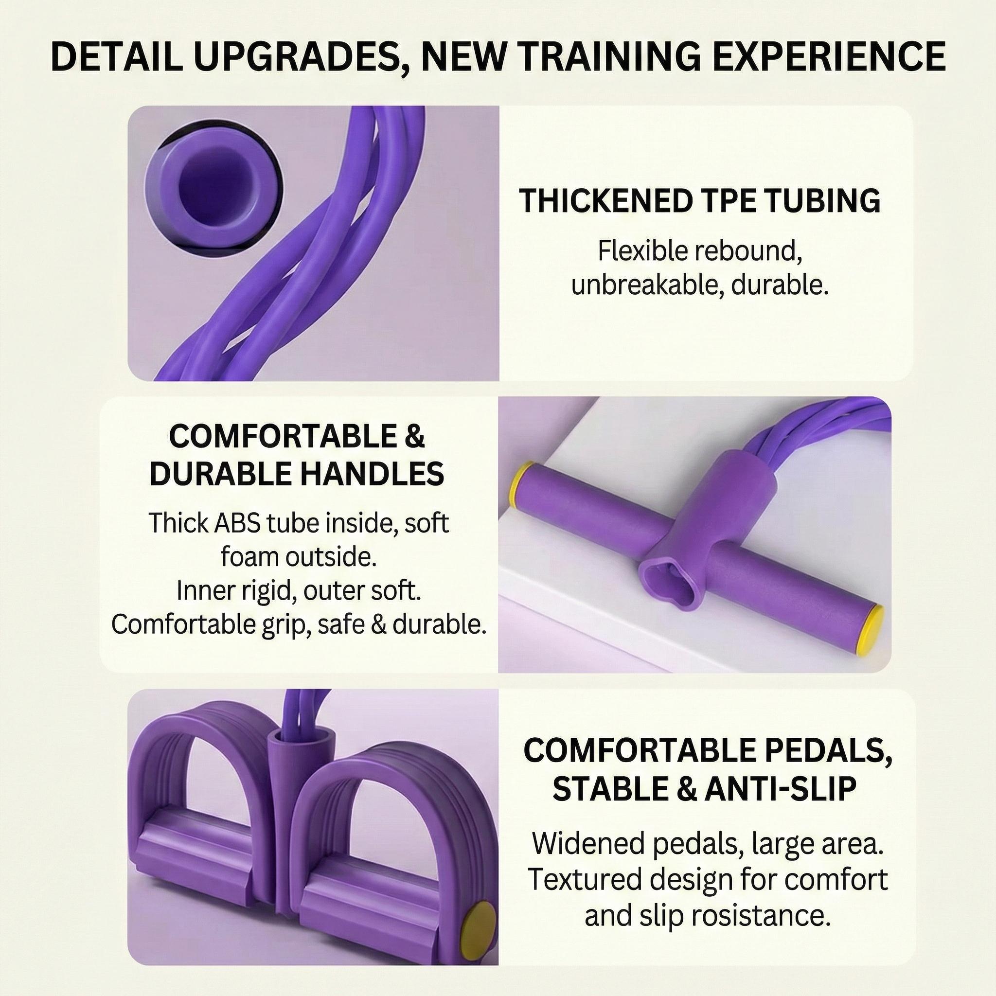 6 Tube Elastic Resistance Band Set with Foot Pedals Portable Stretch Training Bands Lightweight Compact Design Easy to Carry for Home and Travel Use