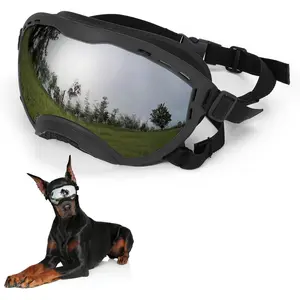 Dog Goggles for Large Dogs, UV Wind Dust Fog Protection, Soft Frame Adjustable Dog Sunglasses, Summer Driving & Winter Snow Eyewear, Tactical Pet Glasses with Elastic Strap (Black)