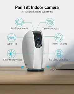 LaView Indoor Security Camera, 1080P Home Surveillance Camera (with audio and motion detection), 360 °   Baby Monitor, WiFi Pet Camera (supports mobile app); features two-way audio, night vision, SD card and cloud storage support, and Alexa compatibility.