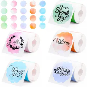 700 count 2 Inch Round Thermal Labels  Circle Direct Thermal Stickers Printable Labels for Valentine's Day  Wrapping Thanks Card Small Business Logo(Soft,Scalloped)