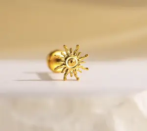 20G/18G/16G Sun Labret Stud Earrings • Flat Back Earrings • Tragus • Rook • Helix Earrings • Cartilage Stud • Helix Piercing