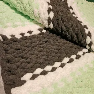 Handcrafted chunky yarn blanket 60" x 40"