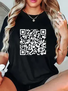 100% Cotton QR Scan Code Joke Sarcasm Funny Graphic Printed T-Shirt