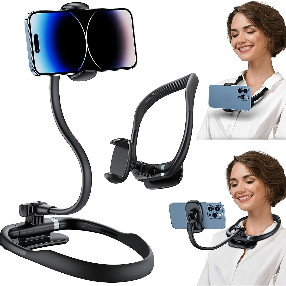 Silicone Goose Neck Phone Holder Design, Waterproof Strap Stand, Hands-Free, Suitable for Desk and Bed, Universal Smartphone Compatibility, Cellphone Holder, Gooseneck Phone Holder
