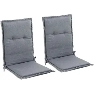 Indoor High  Rocking Chair Cushions for Glider and Swivel Rocker, Outdoor Replacement Highback Dining Seat Pads with  Elastic and Ties, 18" x 42" x 1.5", Dark Grey, Set of 2